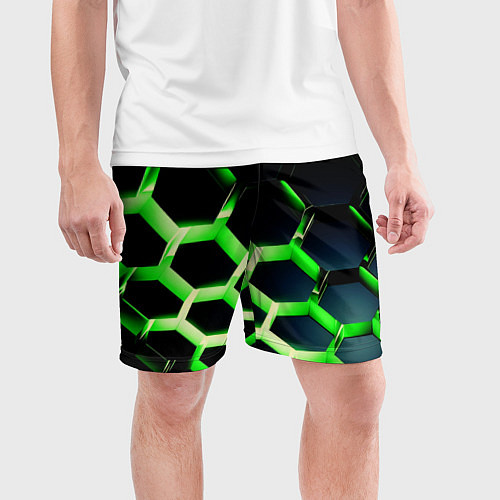 Мужские спортивные шорты Neon Honeycombs / 3D-принт – фото 3