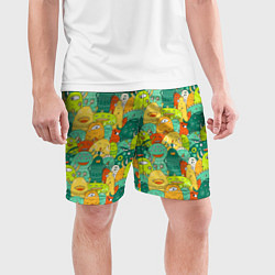 Шорты спортивные мужские Весёлые монстрики пришельцы, цвет: 3D-принт — фото 2