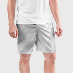 Шорты спортивные мужские Светлый серый полосы с градиентом, цвет: 3D-принт — фото 2