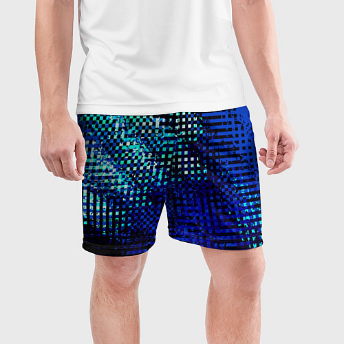 Мужские спортивные шорты Абстракция чёрно-синий текстурированный / 3D-принт – фото 3