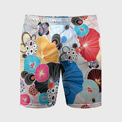 Шорты спортивные мужские Цветы - абстрактные узоры, цвет: 3D-принт