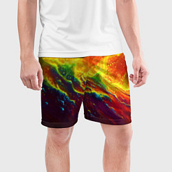 Шорты спортивные мужские Абстрактные волны с огнем, цвет: 3D-принт — фото 2