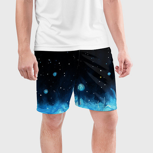 Мужские спортивные шорты Синяя светящееся краска / 3D-принт – фото 3