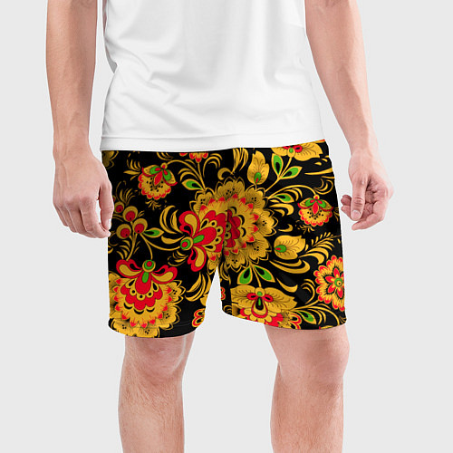Мужские спортивные шорты Хохлома - роспись / 3D-принт – фото 3