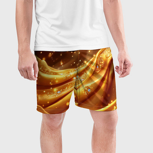 Мужские спортивные шорты Золотая ткань с блестками / 3D-принт – фото 3