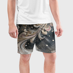 Шорты спортивные мужские Бежевый объемный узор, цвет: 3D-принт — фото 2