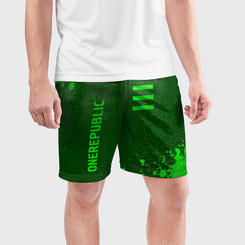 Мужские спортивные шорты OneRepublic - green gradient вертикально / 3D-принт – фото 3