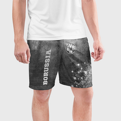 Мужские спортивные шорты Borussia - grey gradient вертикально / 3D-принт – фото 3
