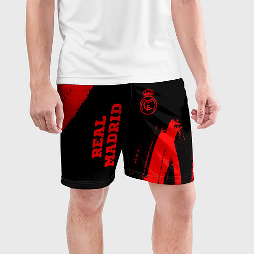 Мужские спортивные шорты Real Madrid - red gradient вертикально / 3D-принт – фото 3