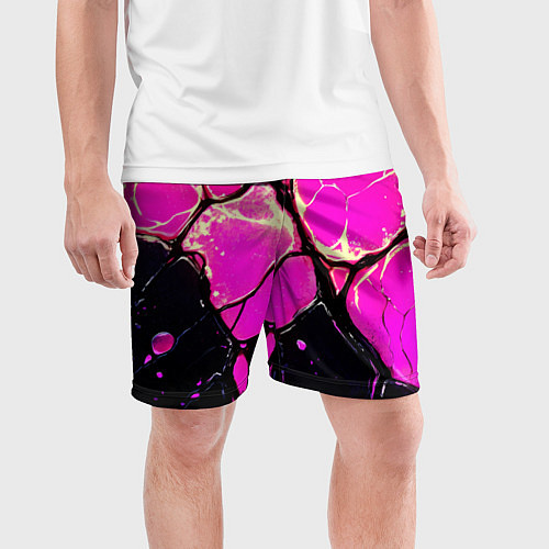 Мужские спортивные шорты Розовые пятна в текстуре / 3D-принт – фото 3