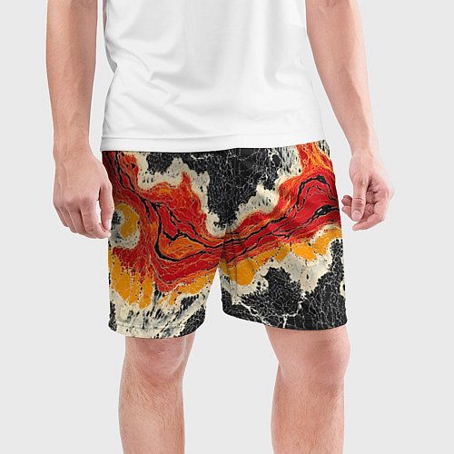 Мужские спортивные шорты Красно-черная потертая текстура / 3D-принт – фото 3
