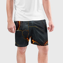 Шорты спортивные мужские Серая текстура с золотым изломом, цвет: 3D-принт — фото 2