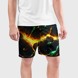 Шорты спортивные мужские Разлом текстуры с зеленой слизью, цвет: 3D-принт — фото 2