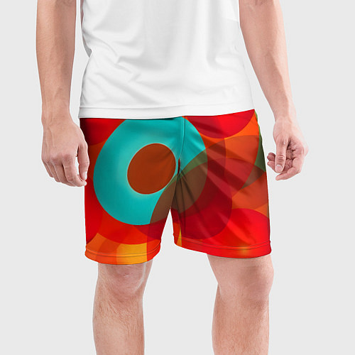 Мужские спортивные шорты Оптическая абстракция с кругами / 3D-принт – фото 3