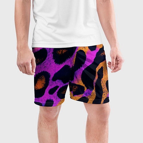 Мужские спортивные шорты Неоновый леопардовый узор / 3D-принт – фото 3
