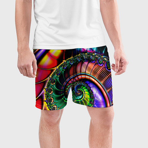 Мужские спортивные шорты Фрактальный узор неоновый / 3D-принт – фото 3