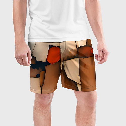 Мужские спортивные шорты Фрагментированная композиция / 3D-принт – фото 3