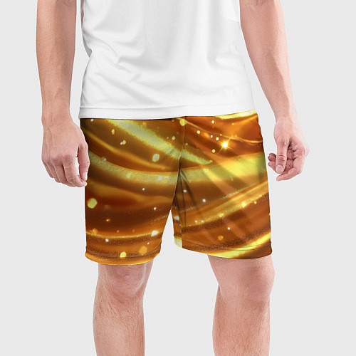 Мужские спортивные шорты Золотая ткань с блестками / 3D-принт – фото 3