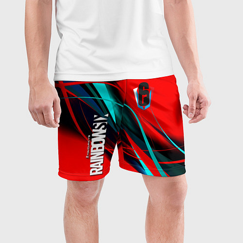 Мужские спортивные шорты Rainbow six геометрия полосы / 3D-принт – фото 3