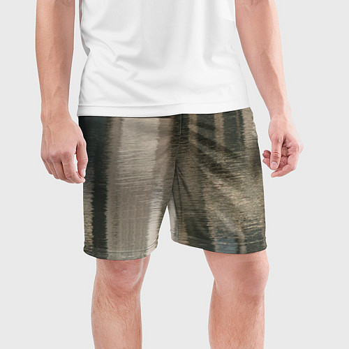 Мужские спортивные шорты Размытые серо-бежевые полосы / 3D-принт – фото 3