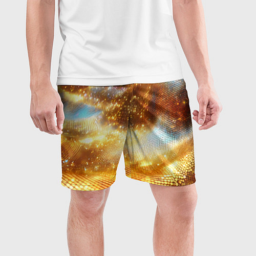 Мужские спортивные шорты Блестящая золотая текстура / 3D-принт – фото 3