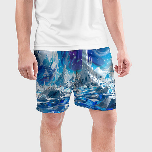 Мужские спортивные шорты Космический фантастический пейзаж / 3D-принт – фото 3