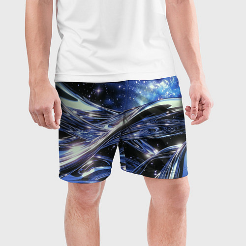 Мужские спортивные шорты Закрученные линии и звезды - космическая абстракци / 3D-принт – фото 3