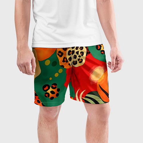 Мужские спортивные шорты Анималистичный африканский паттерн / 3D-принт – фото 3