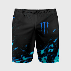 Шорты спортивные мужские Monster energy голубые краски, цвет: 3D-принт