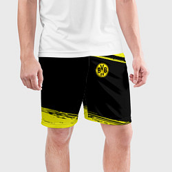 Шорты спортивные мужские Borussia жёлтые полосы, цвет: 3D-принт — фото 2