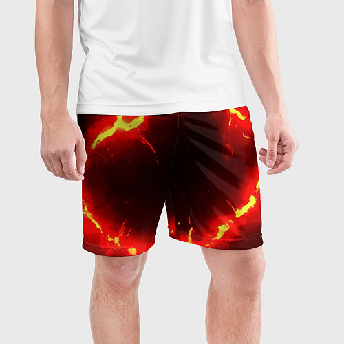 Мужские спортивные шорты Красный круг из огня текстура / 3D-принт – фото 3