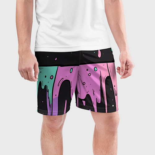 Мужские спортивные шорты Стекающая краска текстура / 3D-принт – фото 3