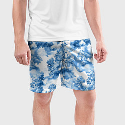 Шорты спортивные мужские Абстрактные деревья и облака- лесной паттерн аквар, цвет: 3D-принт — фото 2