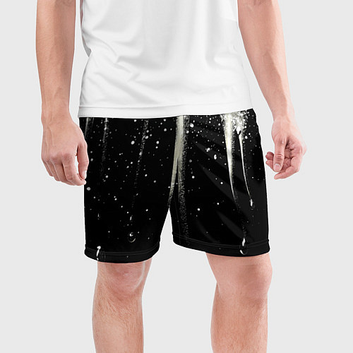 Мужские спортивные шорты Белые брызги на черном / 3D-принт – фото 3