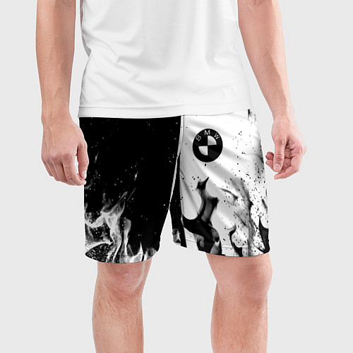 Мужские спортивные шорты BMW black fire / 3D-принт – фото 3