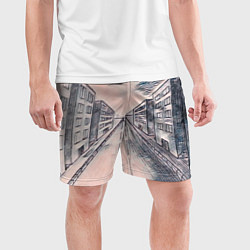Шорты спортивные мужские Сумрачный город, цвет: 3D-принт — фото 2