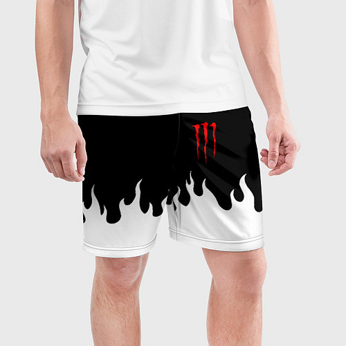 Мужские спортивные шорты Monster energy red logo / 3D-принт – фото 3