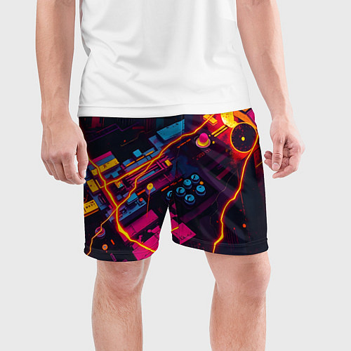 Мужские спортивные шорты Техническая абстракция / 3D-принт – фото 3