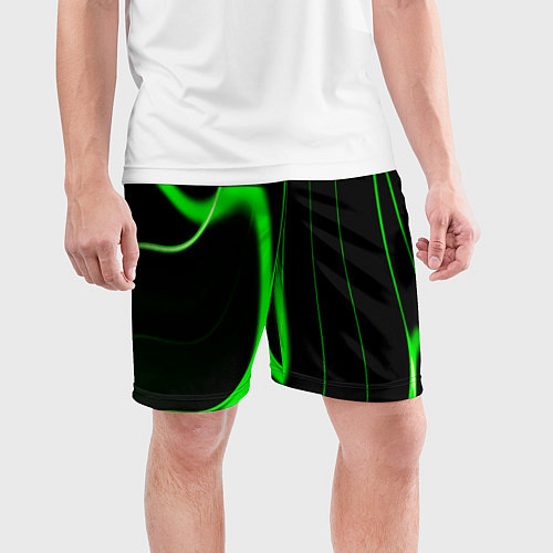 Мужские спортивные шорты Color green light green black / 3D-принт – фото 3