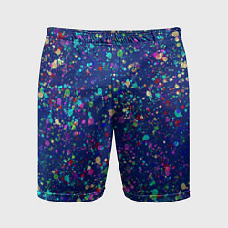 Шорты спортивные мужские Синий с разноцветными брызгами, цвет: 3D-принт