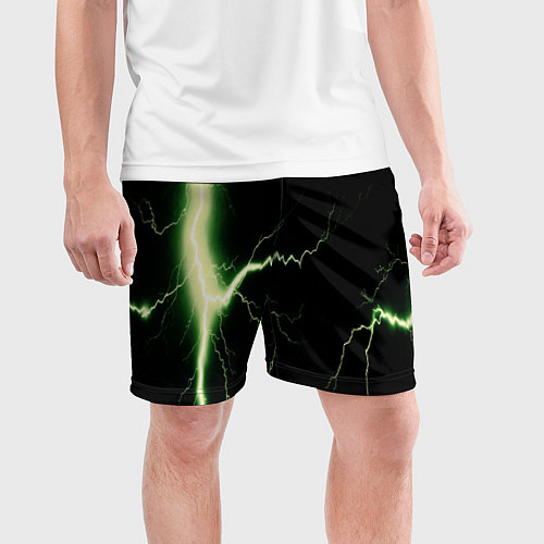 Мужские спортивные шорты Lightning yellow текстура / 3D-принт – фото 3