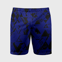 Шорты спортивные мужские Синий с чёрными деталями абстракция, цвет: 3D-принт