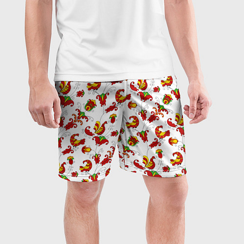 Мужские спортивные шорты Русский народный орнамент в стиле росписей Северно / 3D-принт – фото 3