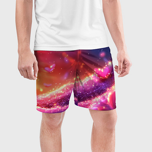 Мужские спортивные шорты Фиолетовые и красные оттенки текстура / 3D-принт – фото 3
