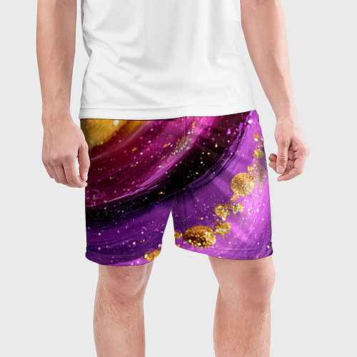 Мужские спортивные шорты Текстура с блеском / 3D-принт – фото 3