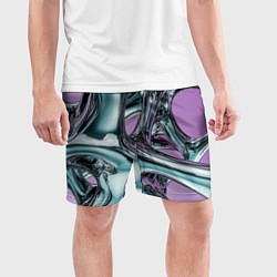 Шорты спортивные мужские Металлическая абстракция на фиолетовом фоне, цвет: 3D-принт — фото 2