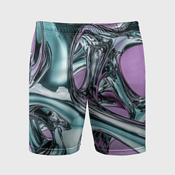 Мужские спортивные шорты Металлическая абстракция на фиолетовом фоне