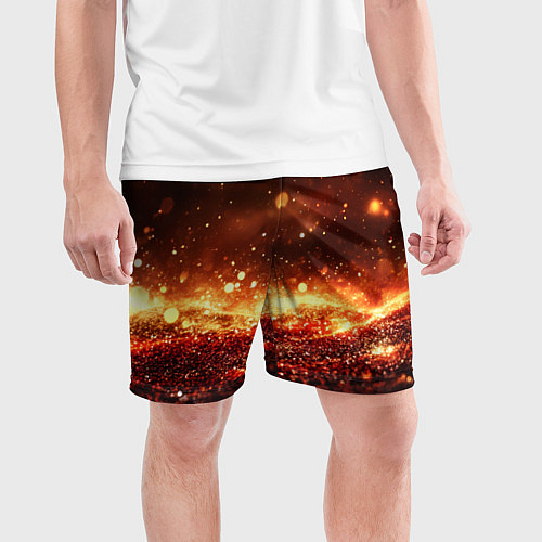Мужские спортивные шорты Красно-золотая текстура / 3D-принт – фото 3