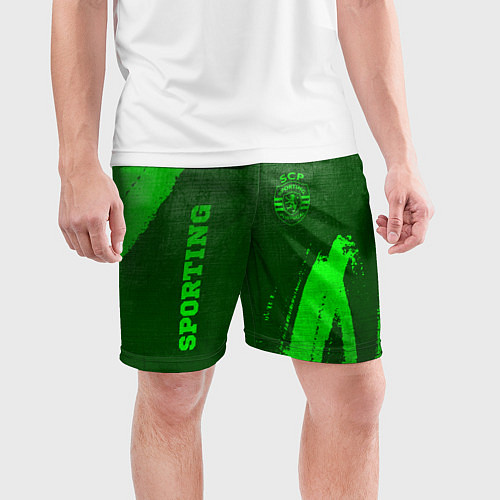 Мужские спортивные шорты Sporting - green gradient вертикально / 3D-принт – фото 3