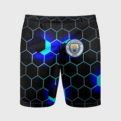 Шорты спортивные мужские Манчестер сити броня, цвет: 3D-принт